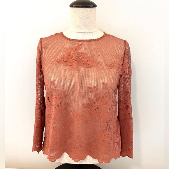 Forever 21 Exclusive Sheer Mesh Floral Lace Crop Top size Small - Picture 1 of 11